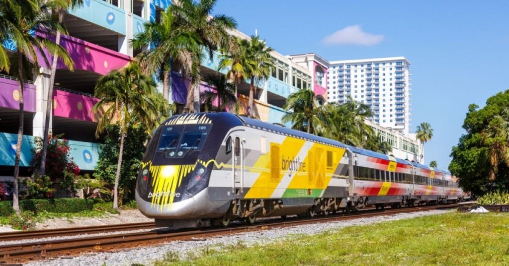 Brightline private inter-city rail train in West Palm Beach_shutterstock_2238187439 1200x628